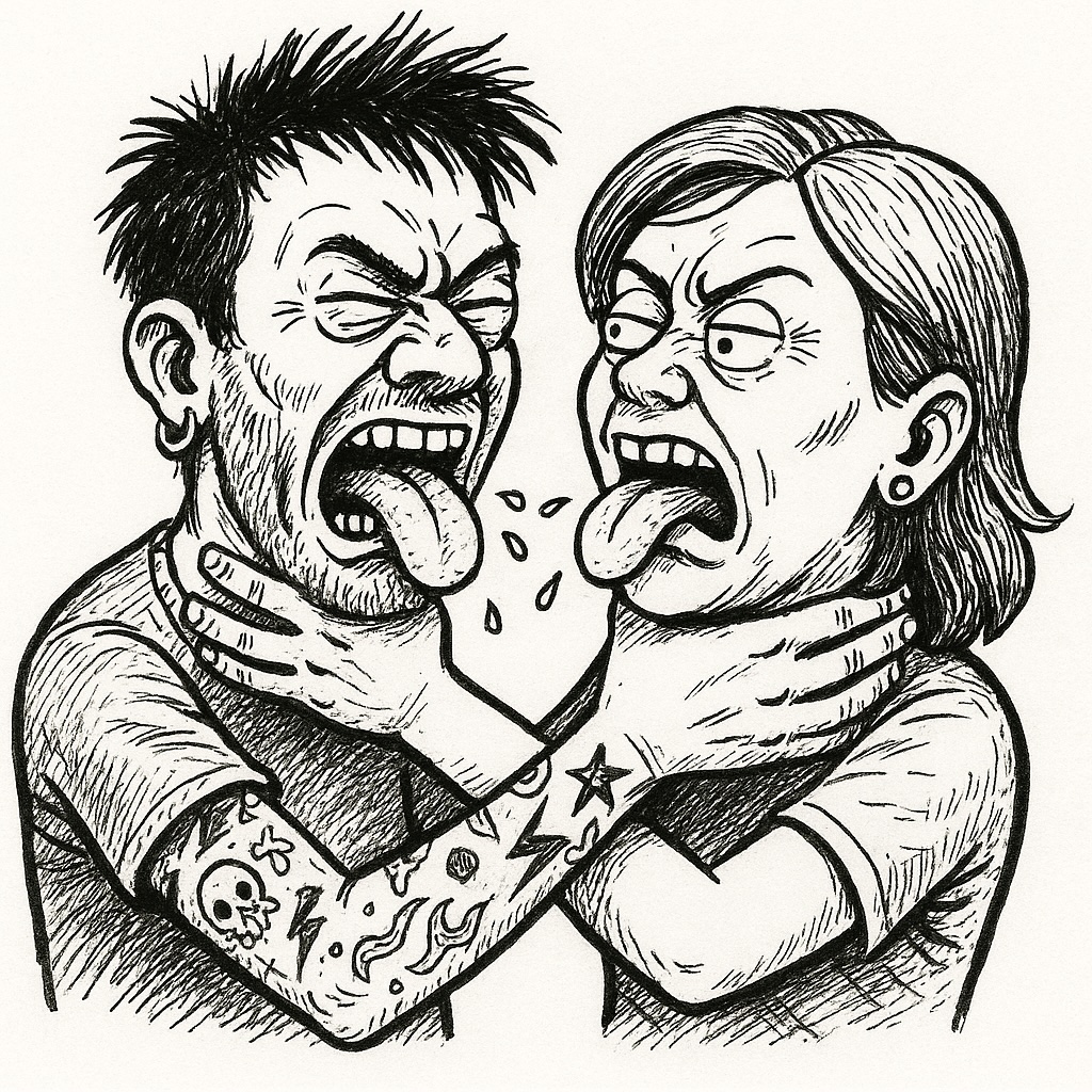 Cartoon of John and Kylie
