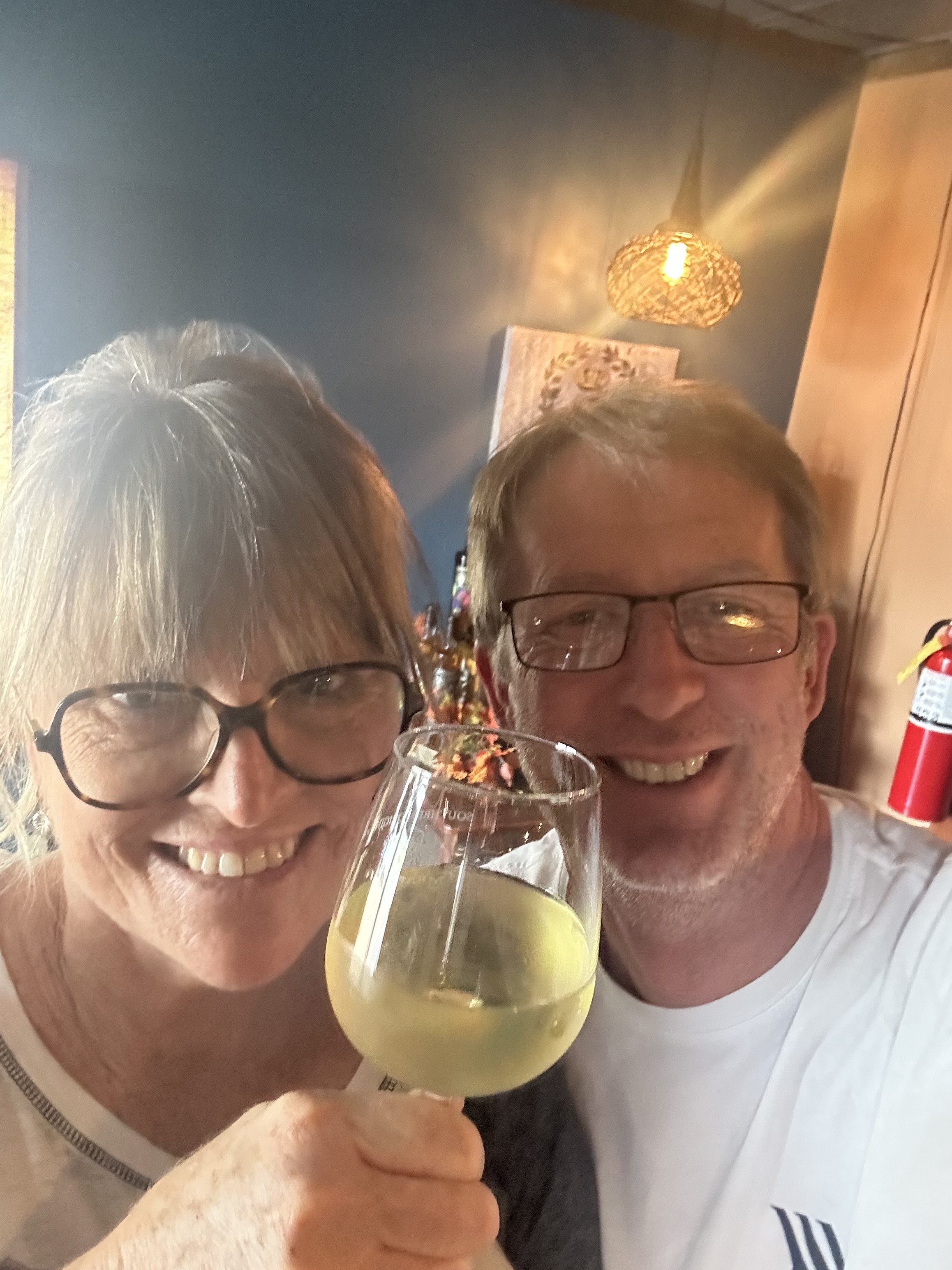 John and Kylie at the bar during mead tasting