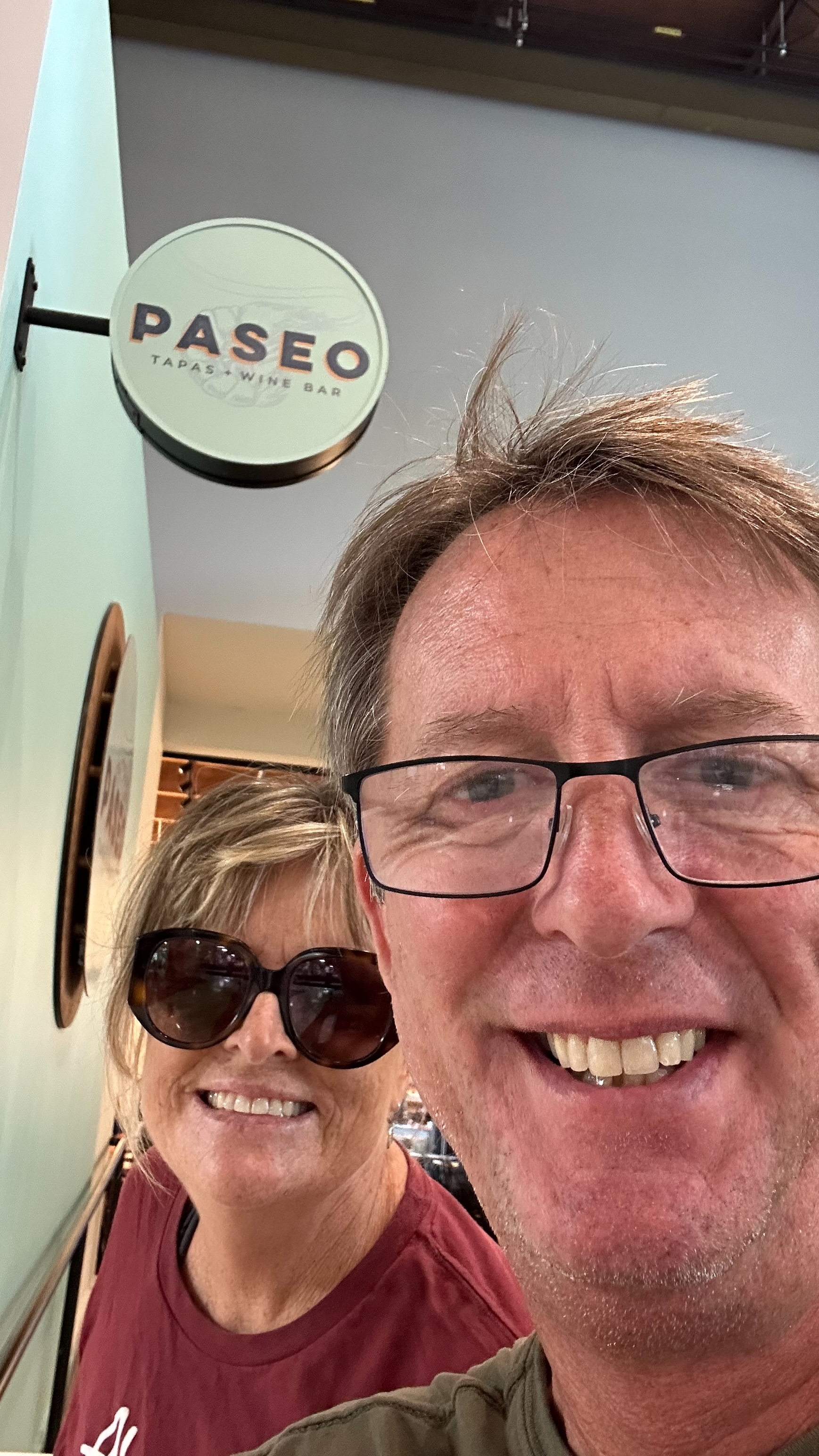 Kylie and John having lunch at The Commons